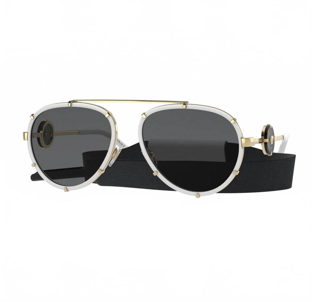 NEW VERSACE women's ve2232 aviators runway non-polarized sunglasses in white